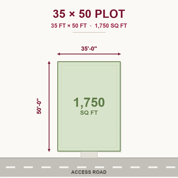 Address Maker Apollo 35x50 plot plan measuring 1,750 sq ft